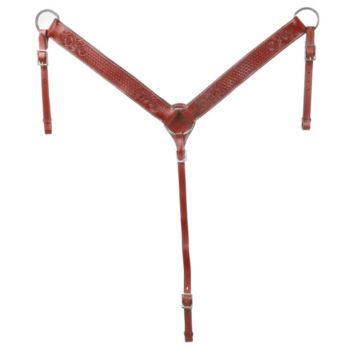 Showman Medium Leather Breast Collar w/ Floral & Basketweave Tooling