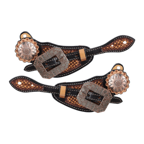 Showman Ladies Argentina Cow Leather Antique Copper Spur Straps