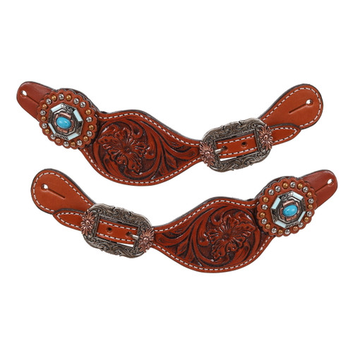 Showman Ladies Argentina Cow Leather Sapphire Spur Straps