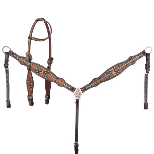Showman Arrow Ridge Single Ear Headstall & Breast Collar Set