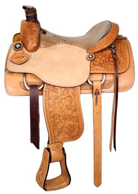 Circle S Roper Saddle w/ Alligator Print Seat - 16, 17 Inch