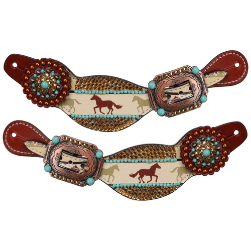 Showman Ladies Wild Hoof Echoes Spur Straps