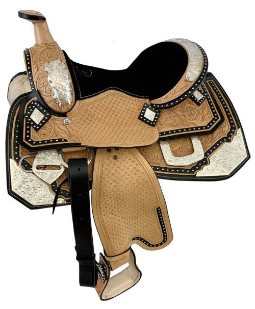 12"/13" Double T Fully Tooled Youth/Pony Show Saddle w/ Silver