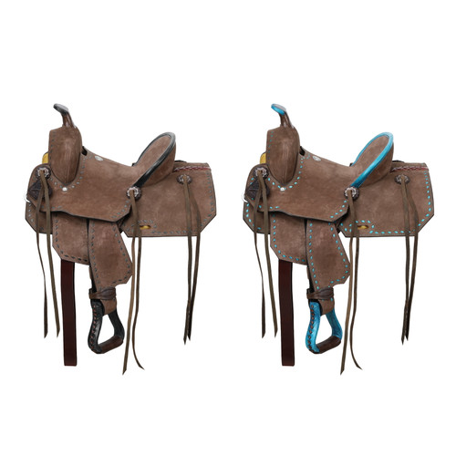 10" Double T Youth/Pony Chocolate Roughout Barrel Saddle 10" Double T Youth/Pony Chocolate Roughout Barrel Saddle