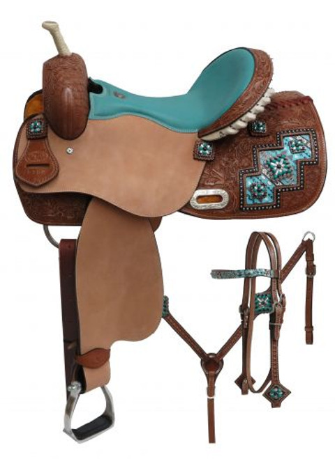 14", 15", 16" Double T " Arctic Aztec" Print Barrel Style Saddle Set