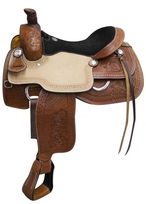 16", 17" Double T Roper Style Saddle w/ Suede Leather Seat