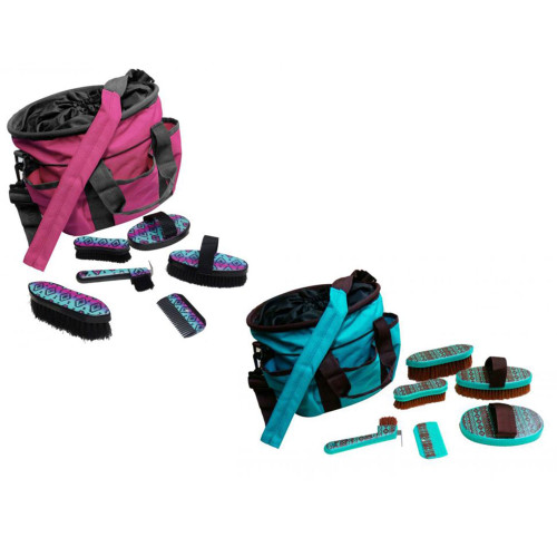 Showman 6-Piece Navajo Print Grooming Kit w/ Nylon Cordura Carrying Bag