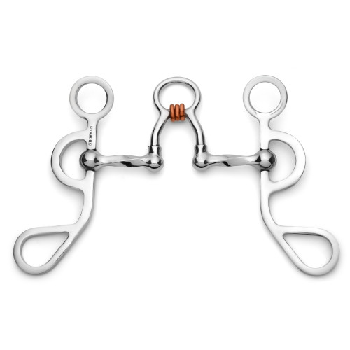 Showman Argentine Shank Bit w/ Slow Twist Ported Copper Rollers Showman Argentine Shank Bit w/ Slow Twist Ported Copper Rollers