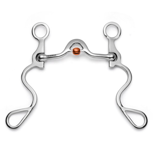 Showman Long S Shank Bit w/ Smooth Low Port Copper Rollers