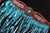 Showman Leather Headstall & Breast Collar Set w/ Painted Feathers & Turquoise Fringe