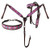 Showman Argentina Cow Leather Headstall & Breast Collar Set w/ Pink Navajo Beaded Inlays