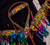 Showman Feather, Sunflower & Cactus Headstall & Breast Collar Set w/ Metallic Rainbow Fringe