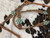 Showman Leather Browband Headstall & Breast Collar Set w/ Teal & Brown Flowers