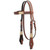 Showman Rawhide Braided Basketweave Tooled Headstall & Breast Collar Set w/ Turquoise Studs