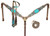 Showman Single Ear Chocolate Leather Headstall & Breast Collar Set w/ Black & Teal Southwest Accent