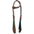 Showman Single Ear Chocolate Roughout Leather Headstall & Breast Collar Set w/ Teal Lacing