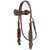 Showman Leather Browband Headstall & Breast Collar Set w/ Flower Tooling & Teal Buckstitch
