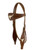 Showman Tooled Leather Headstall & Breast Collar w/ Cut Out Steer Heads & Cowhide