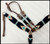 Showman Black, Teal & Peach Corded Single Ear Headstall & Breast Collar Set