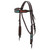 Showman Dark Brown Argentina Cow Leather Browband Headstall w/ Teal Beaded Inlays