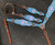 Showman Single Ear Leather Headstall & Breast Collar Set Painted Blue w/ Flower Accents