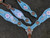 Showman Single Ear Leather Headstall & Breast Collar Set Painted Blue w/ Flower Accents