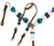 Showman Pony White & Blue Corded Single Ear Headstall & Breast Collar Set