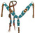 Showman Pony Teal, White & Brown Corded Single Ear Headstall & Breast Collar Set