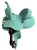 10" Double T Barrel Style Saddle w/ Teal Rough Out Leather
