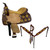 15", 16" Double T Barrel Style Saddle Set w/ Hand Painted Sunflower Design