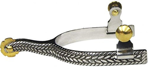 Showman ® Stainless Steel Humane Spurs with Brass Buttons. main image 0