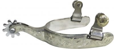 Showman men's size brown steel silver show spur