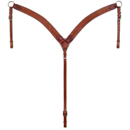 Showman ® Argentina cow leather tooled breast collar. main image 0