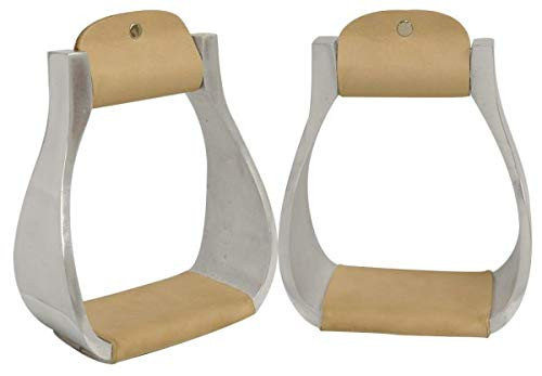 New! Showman ® Lightweight twisted angled aluminum stirrups with shimmering teal Aztec print. main image 1