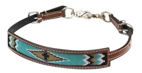Showman ® Leather wither strap with tooled flowers and black whip stitching. main image 0