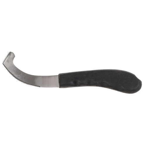 Stainless steel bot knife with wooden handle.