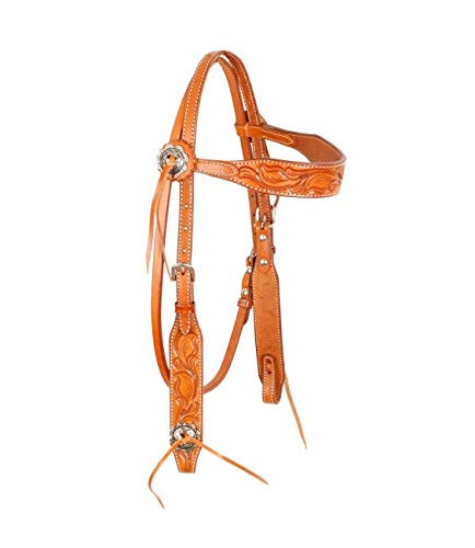 Showman® Leather  Black/teal bosal headstall with southwest design beaded