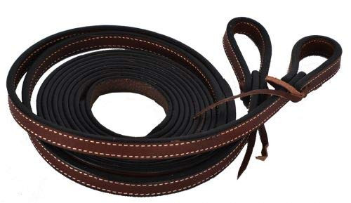 Showman® 8ft Round roping reins with leather loop ends.