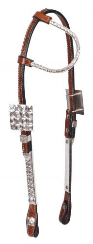 Showman ® Argentina cow leather brow band headstall with hand painted sunflowers. main image 1