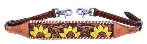 Showman Western Horse Halter - Black Nylon With Hand-Painted Sunflower Leather Noseband