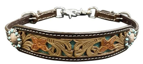 New! Showman ® Hair on cowhide Leather wither strap with black rawhide lacing. main image 0