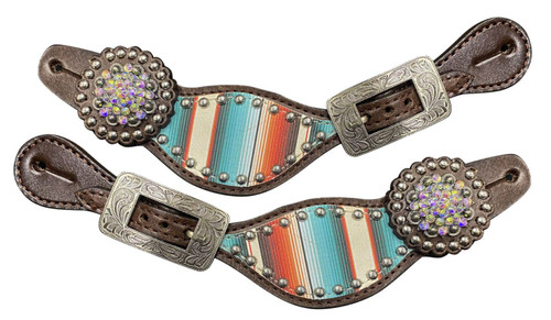 Showman ® Ladies Cowhide spur straps with black whip stitch edges main image 0