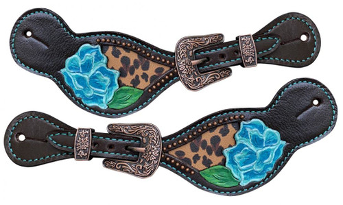 Étrivières En Cuir Pour Femme Showman – Inlay Peau De Vache Motif Croix – Neuves