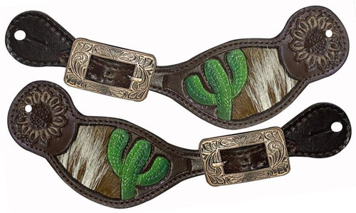 New! Showman Ladies spur strap with acorn tooling accented with blue crystal rhinestones main image 1