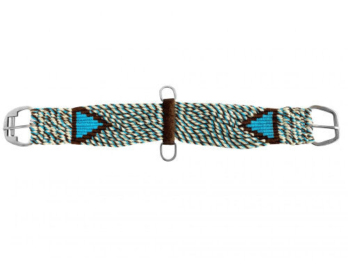 Showman Brown, Blue & Cream Wool String Girth - Carolina Tack Supply Inc