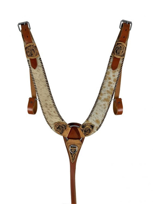 14632 Showman ® Medium leather pulling collar with rawhide wrapped edges main image 1