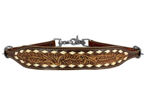 Showman ® Medium leather wither strap with rainbow navajo design inlay.