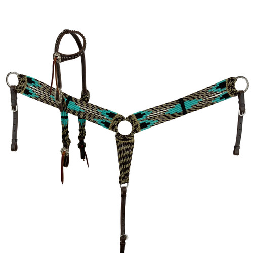 Showman ® One Ear Headstall & Breast collar set with wool serape design blanket inlay.