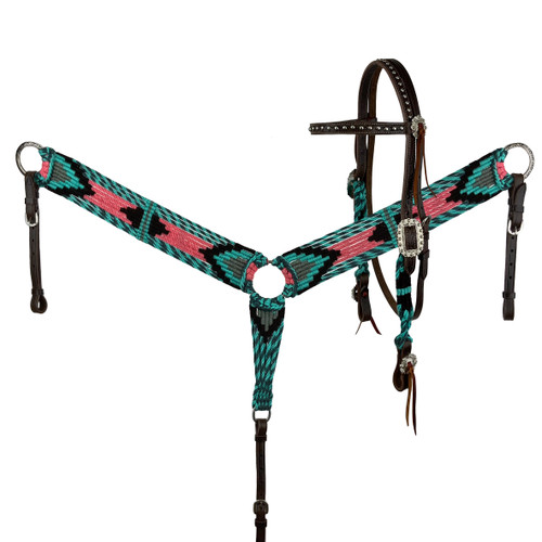 NEW! Showman ® Mini Size Purple metallic snake print headstall and breast collar set. main image 1