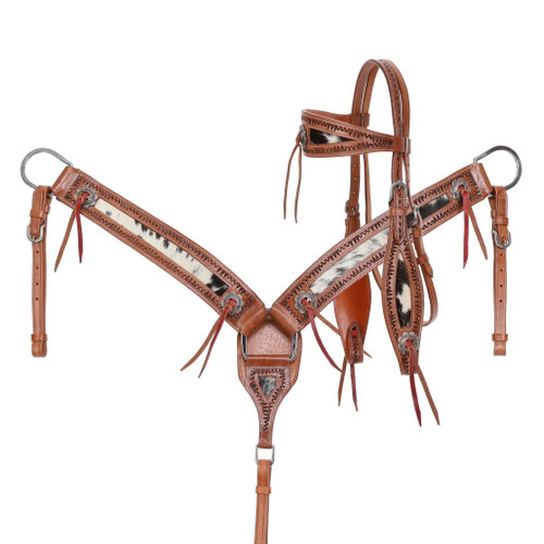 Showman ® Dark oil brow band  headstall and breast collar set . main image 1